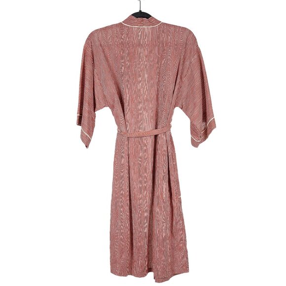Fashions by Juli VTG Robe S Adult Red White Striped Slumbertogs Avril Rayon - Picture 6 of 6
